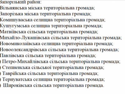 У Запорізькій області залишилися лише три відносно безпечні громади