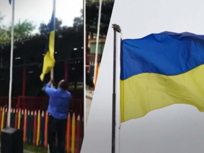 В центральном парке Тбилиси сорвали украинский флаг и сняли это на видео