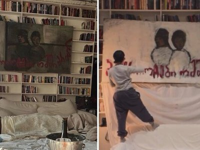 Иностранная художница испортила картину грузинской художницы в отеле Stamba Hotel в Тбилиси