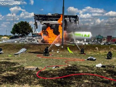 Российский дрон нанес удар по АЗС в Херсонской области: есть погибшая и 11 раненых