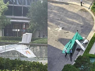  В Китае спортивный самолет врезался в 109-этажный небоскреб – видео 
