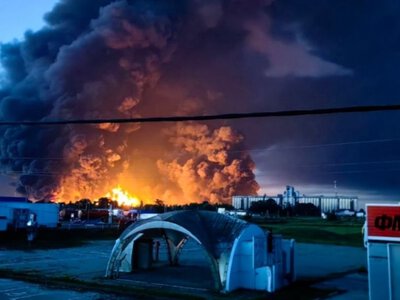 В Краснодарском крае России после атаки БпЛА начался пожар на НПЗ