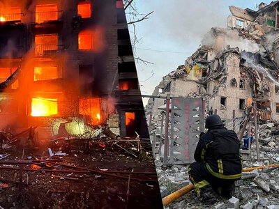 В большинстве районов Киева – пожары и разрушения: в ГСЧС показали первые фото последствий атаки