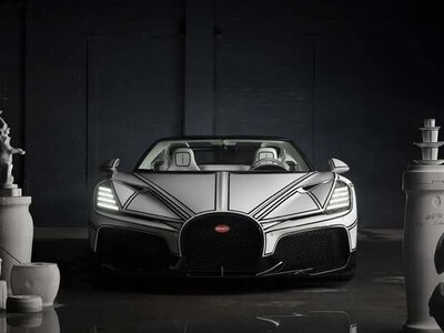 Bugatti представила уникальный гиперкар W16 Mistral Blanc Éternel с фарфором
