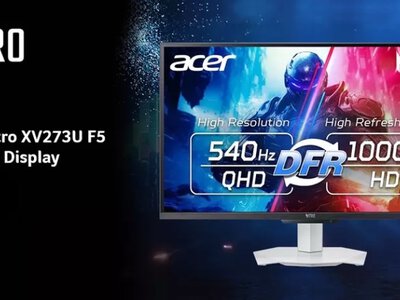 Acer анонсировала монитор с рекордной частотой 1000 Гц: платой за скорость стала разрешение 720p