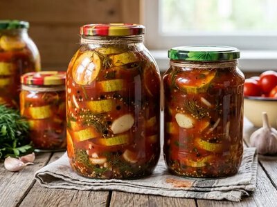 Маринованные кабачки в кетчупе: зимой их съедают в первую очередь