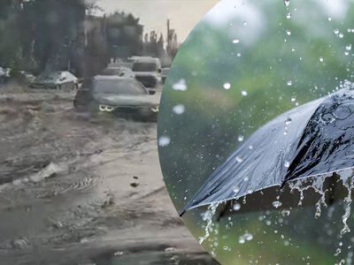 Вышгород под водой: Киевскую область внезапно накрыла непогода, а ливень с градом затопил улицы