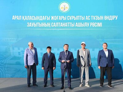 В Аральском районе запущен новый завод по производству пищевой соли высшего сорта