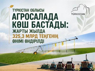 ТУРКЕСТАНСКАЯ ОБЛАСТЬ ЛИДИРУЕТ В АГРОСЕКТОРЕ: ЗА ПОЛГОДА ПРОИЗВЕДЕНО ПРОДУКЦИИ НА 325,3 МЛРД ТЕНГЕ