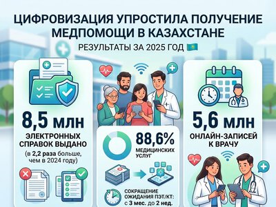 8,5 млн электронных справок и 5,6 млн онлайн-записей: цифровизация упростила получение медпомощи в Казахстане