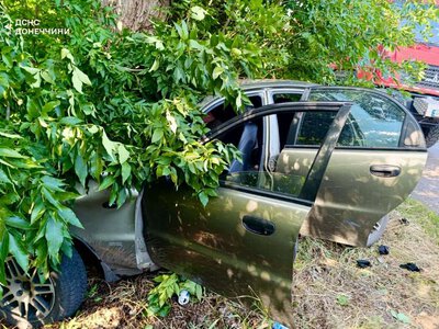 В Донецкой области спасатели деблокировали мужчину из автомобиля после ДТП