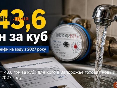 Вода по 143,6 грн за куб.: для кого в Запорожье готовят новый тариф в 2027 году