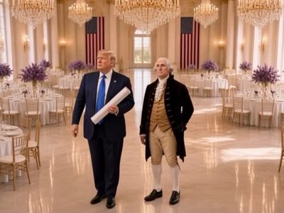 Трамп с помощью ИИ показал себя в несуществующем бальном зале Белого дома вместе с Джорджем Вашингтоном