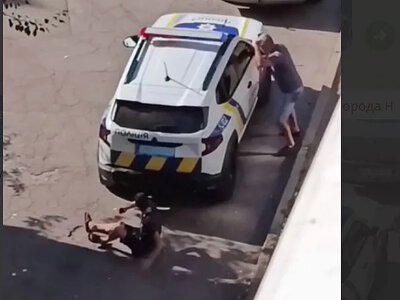 В Каменском мужчина лег перед полицейской машиной: его переехали при движении задним ходом (видео 18+)