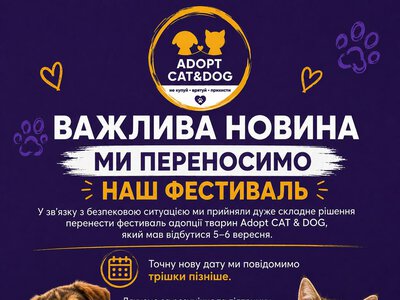 Фестиваль Adopt CAT&DOG в Киеве перенесли