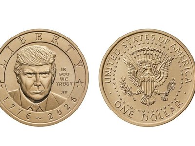 В США поступили в обращение монеты с портретом Дональда Трампа