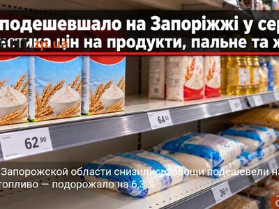 Цены в Запорожской области снизились: овощи подешевели на 64 %, а топливо — подорожало на 6,3 %