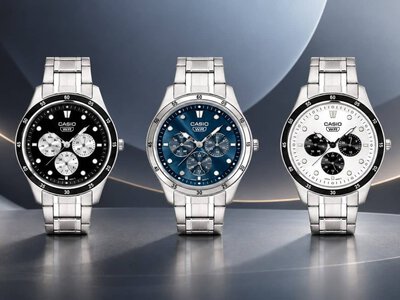 Casio представила три доступные аналоговые модели часов с тремя дополнительными циферблатами