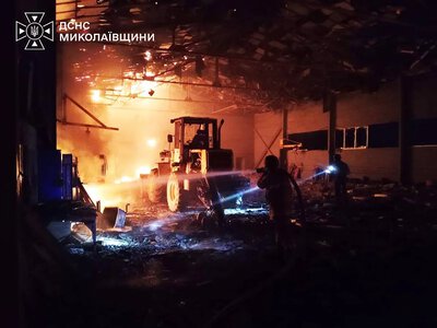 Спасатели показали последствия атаки дронов на Николаевскую область: горели СТО и техника (фото)