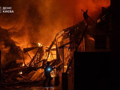 Погиб мужчина и дотла сгорела СТО: последствия ночного удара БпЛА по Соломенскому району