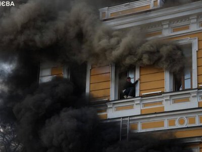 Российский БпЛА попал в здание Академии наук в Киеве: есть погибшая