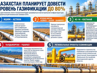 Как Казахстан планирует довести уровень газификации до 80%?
