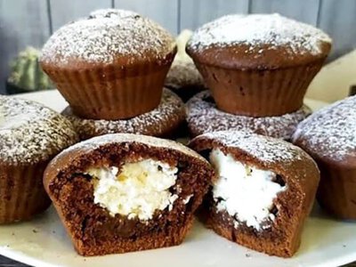 Шоколадные кексы Баунти - домашняя выпечка на молоке