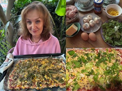 Піца без тіста за 20 хвилин: м’ясна основа з грибами, кукурудзою та сиром