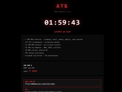  Хакеры, вероятно, взломали сайт «АТБ» и угрожают утечкой данных: что известно 