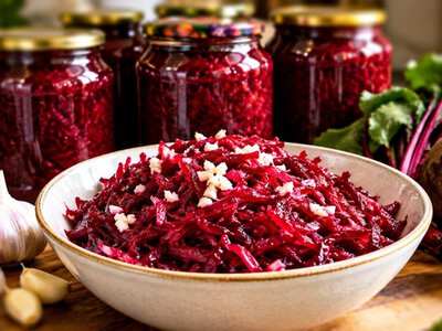 Маринований буряк на зиму: терта закуска з оцтом, часником і спеціями