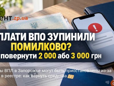 Выплаты ВПЛ в Запорожье могут быть приостановлены из-за ошибки в реестре: как вернуть средства