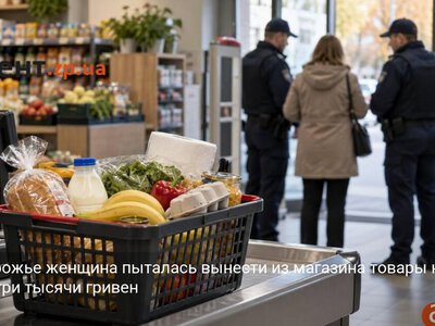В Запорожье женщина пыталась вынести из магазина товары на сумму три тысячи гривен